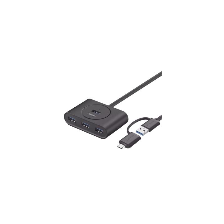HUB USB-A y C 3.0 4 en 1 | Con Conector USB-C y USB-A | 4 Puertos USB-A 3.0 (5Gbps) | Cable de 25cm | Indicador Led |