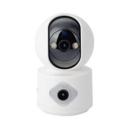 Camara doble lente 3mp| Wifi| autoseguimiento| Detección de movimiento| audio de 2 vias| almacenamiento hasta 128GB