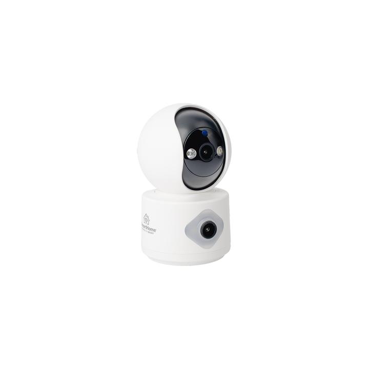 Camara doble lente 3mp| Wifi| autoseguimiento| Detección de movimiento| audio de 2 vias| almacenamiento hasta 128GB