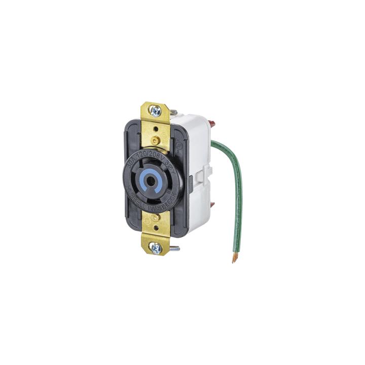 Receptáculo de Media Vuelta Industrial 30 A 120/208 V CA/ Nema L21-30R /Color Negro