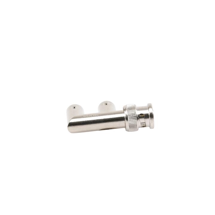 Adaptador Triple en F para 75 Ohm, de Conector BNC Macho a Doble BNC Hembra, Níquel/ Oro/ Delrin.
