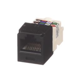 Conector Jack RJ45 Estilo TP, Mini-Com, Categoría 6, de 8 Posiciones y 8 Cables, Color Negro