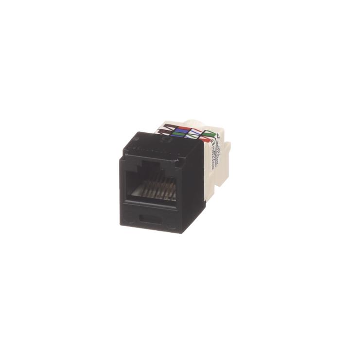 Conector Jack RJ45 Estilo TP, Mini-Com, Categoría 6, de 8 Posiciones y 8 Cables, Color Negro