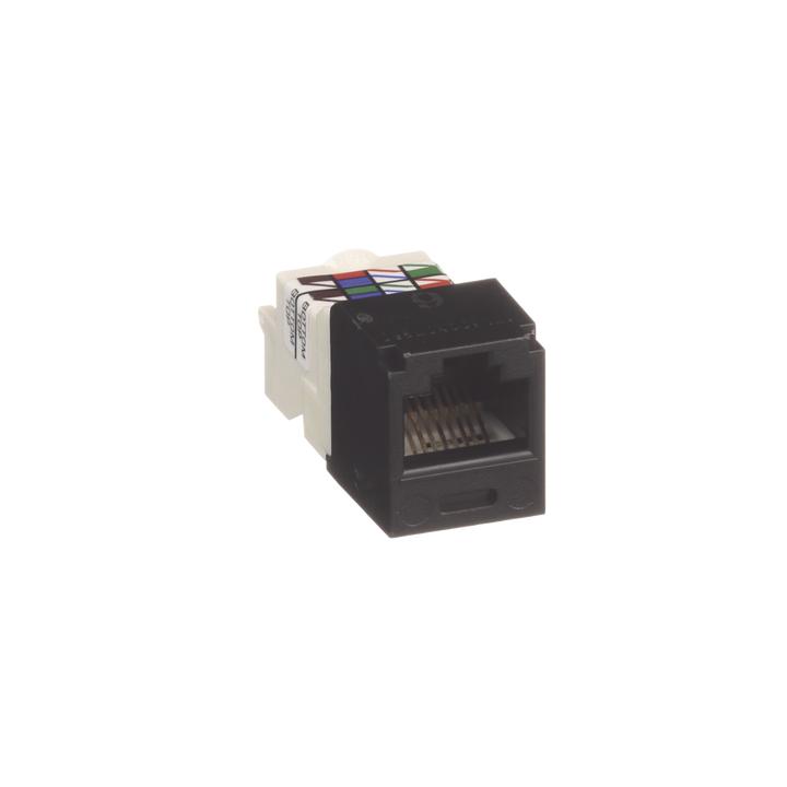 Conector Jack RJ45 Estilo TP, Mini-Com, Categoría 6, de 8 Posiciones y 8 Cables, Color Negro