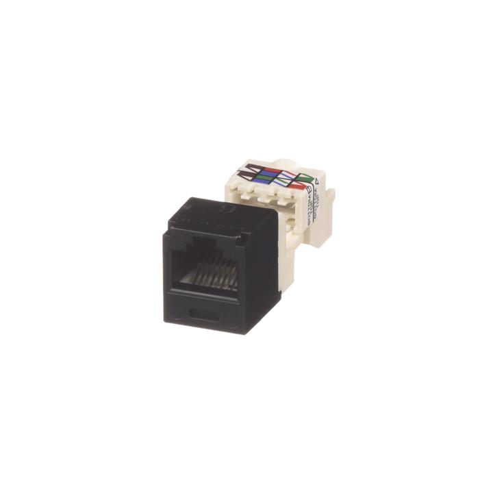 Conector Jack RJ45 Estilo TP, Mini-Com, Categoría 6, de 8 Posiciones y 8 Cables, Color Negro