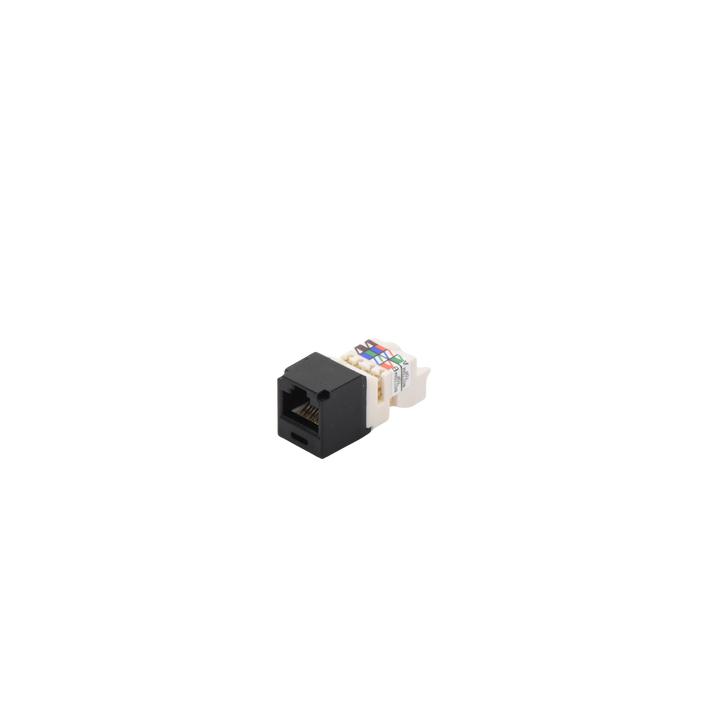 Conector Jack RJ45 Estilo TP, Mini-Com, Categoría 6, de 8 Posiciones y 8 Cables, Color Negro