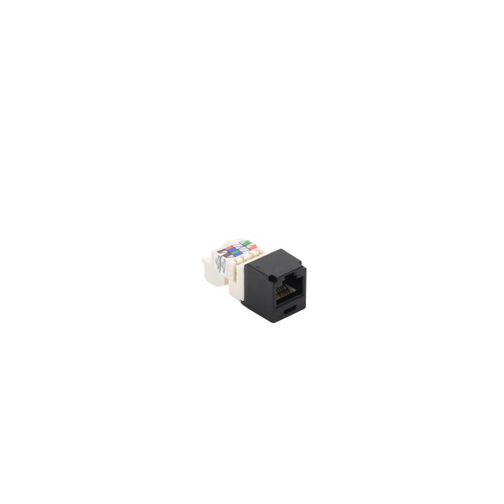 Conector Jack RJ45 Estilo TP, Mini-Com, Categoría 6, de 8 Posiciones y 8 Cables, Color Negro