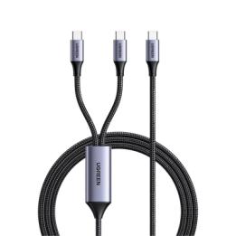 Cable USB-C a Y (USB-C & USB-C) | 1.5 Metros | Carga Rápida de hasta 100W | PD3.0 | QC4.0/3.0/2.0 | FPC | AFC |