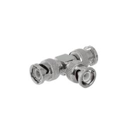 Adaptador de Triple conectores BNC macho para uso en sistemas de video vigilancia en aplicación con cables coaxiales