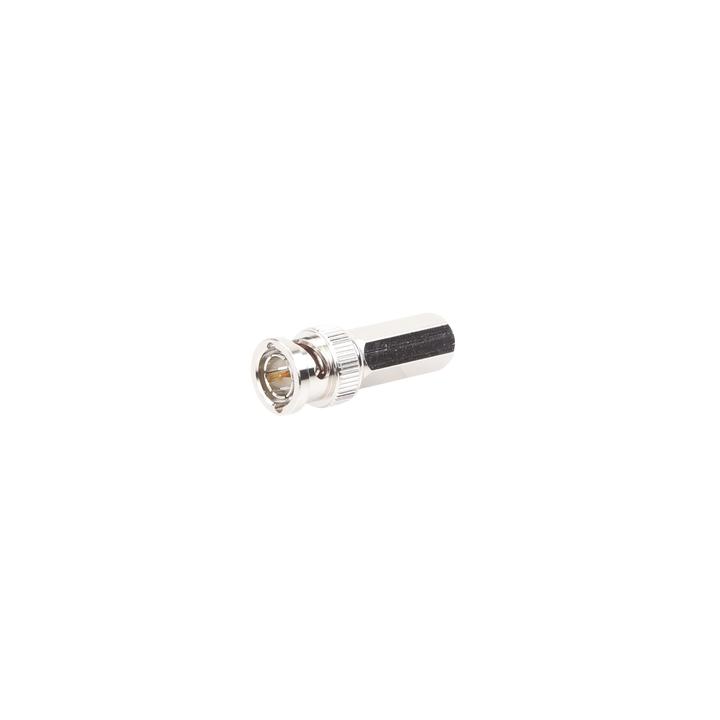 Conector BNC Macho de Ensamble Roscable (Hex.) en Sentido de las Manecillas de Reloj para Cable Coaxial RG-59/U,
