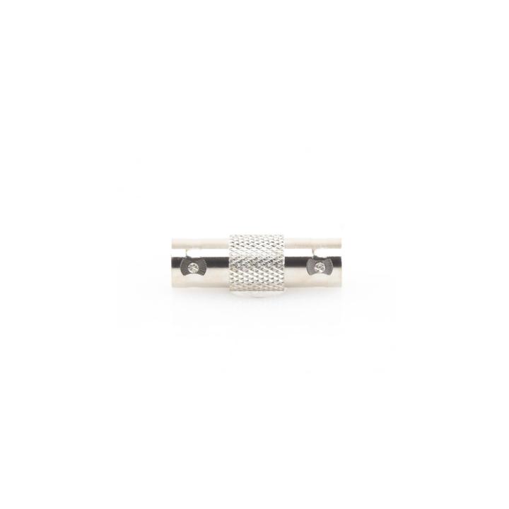 Adaptador Tipo Barril para 75 Ohm, de Conector BNC Hembra a BNC Hembra, Níquel/ Oro/ Teflón.
