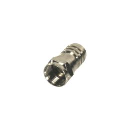Conector F Macho Plegable para Cable Coaxial RG-59/U, Níquel / Níquel /Polietileno.