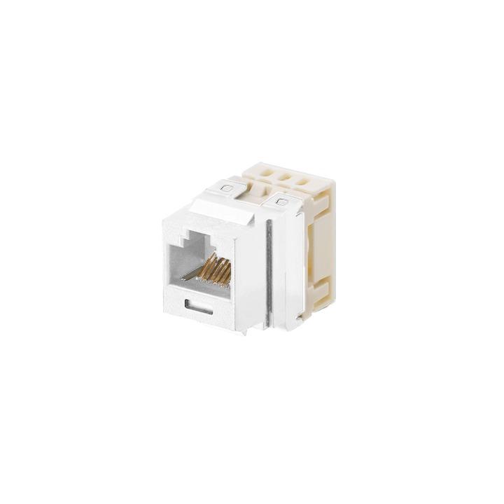 Conector Jack Estilo 110 (de Impacto), Tipo Keystone, Categoría 5e, de 8 Posiciones y 8 Cables, Color Blanco Mate