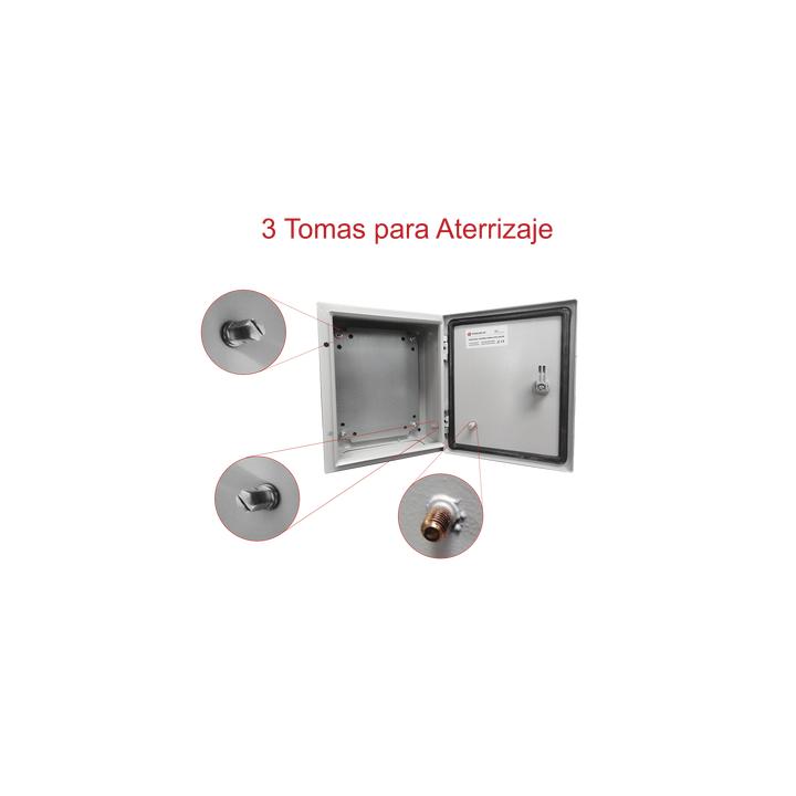 Gabinete de Acero IP66 Uso en Intemperie (250 x 300 x 150 mm) con Placa Trasera Interior Metálica y Compuerta Inferior
