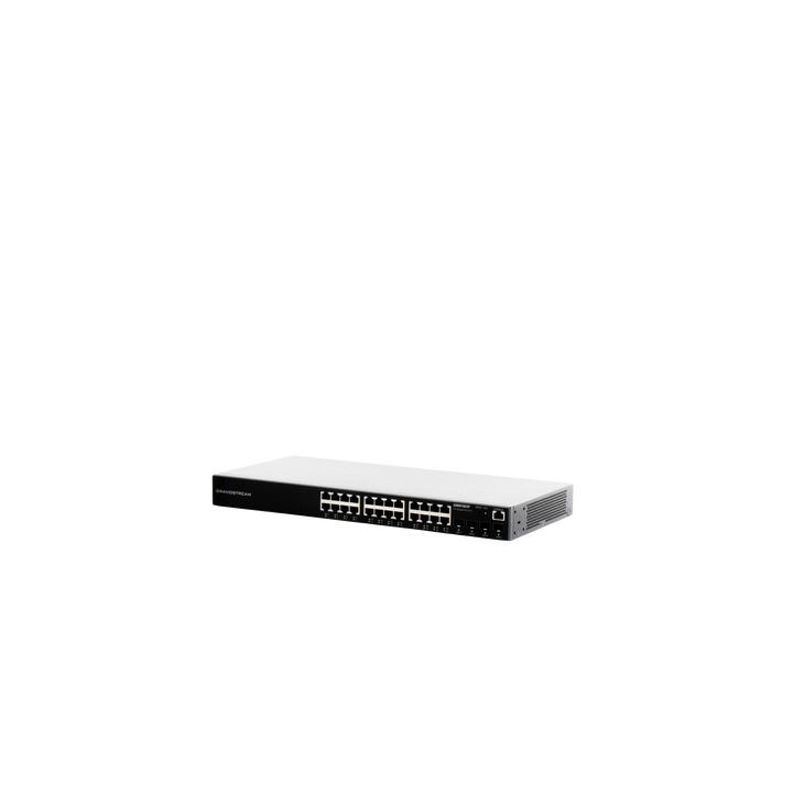 Switch PoE+ Administrable / 24 Puertos 10/100/1000 Mbps + 4 SFP / 360W PoE Total / Switching 56 Gbps / Cloud GWN Sin