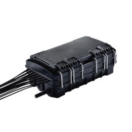 Caja de Distribución de Fibra Óptica para 24 Empalmes, con 16 acopladores SC/APC simplex, Exterior IP65, Color Negro