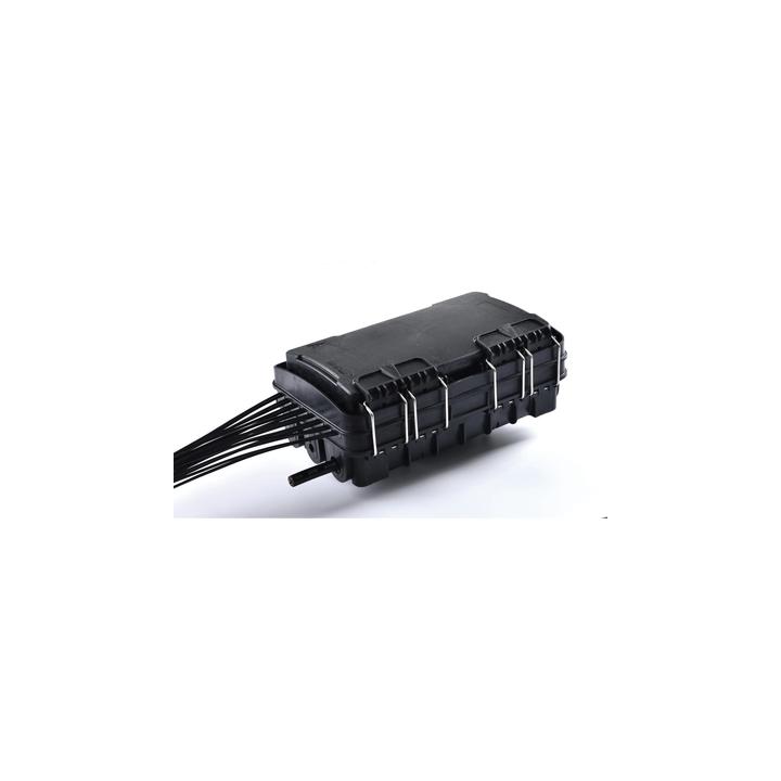 Caja de Distribución de Fibra Óptica para 24 Empalmes, con 16 acopladores SC/APC simplex, Exterior IP65, Color Negro