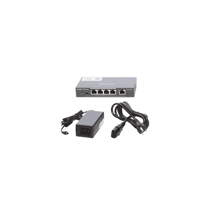 Switch Administrable PoE con 5 puertos Gigabit, 4 PoE 802.3af/at, gestión gratuita desde la nube, 54w
