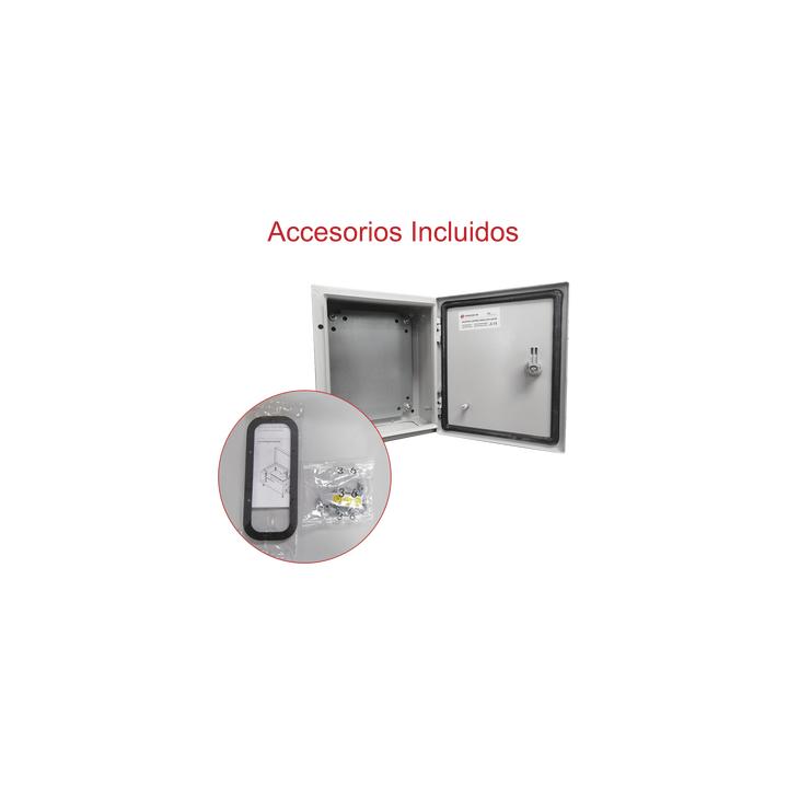 Gabinete de Acero IP66 Uso en Intemperie (300 x 400 x 200 mm) con Placa Trasera Interior de Metal y Compuerta Inferior