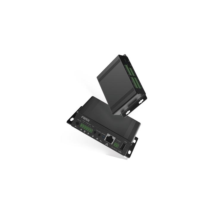 Gateway para Voceo IP/SIP,  Entrada de audio (3.5mm), salida de amplificador integrado de hasta 30W, puerto USB