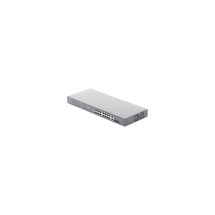 Switch no administrable de 16 puertos 10/100/1000Mbps y PoE af/at, 2 puertos SFP hasta 250W.