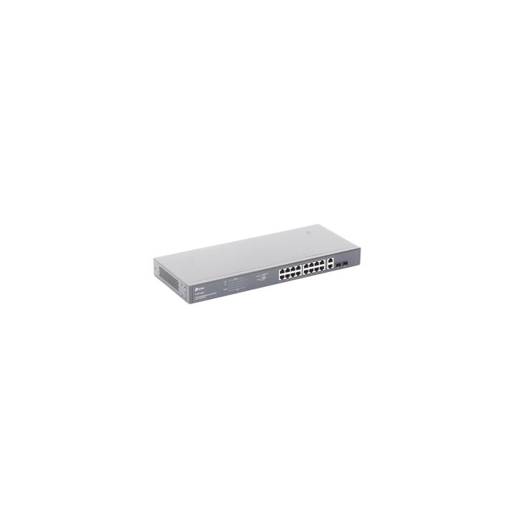 Switch no administrable de 16 puertos 10/100/1000Mbps y PoE af/at, 2 puertos SFP hasta 250W.