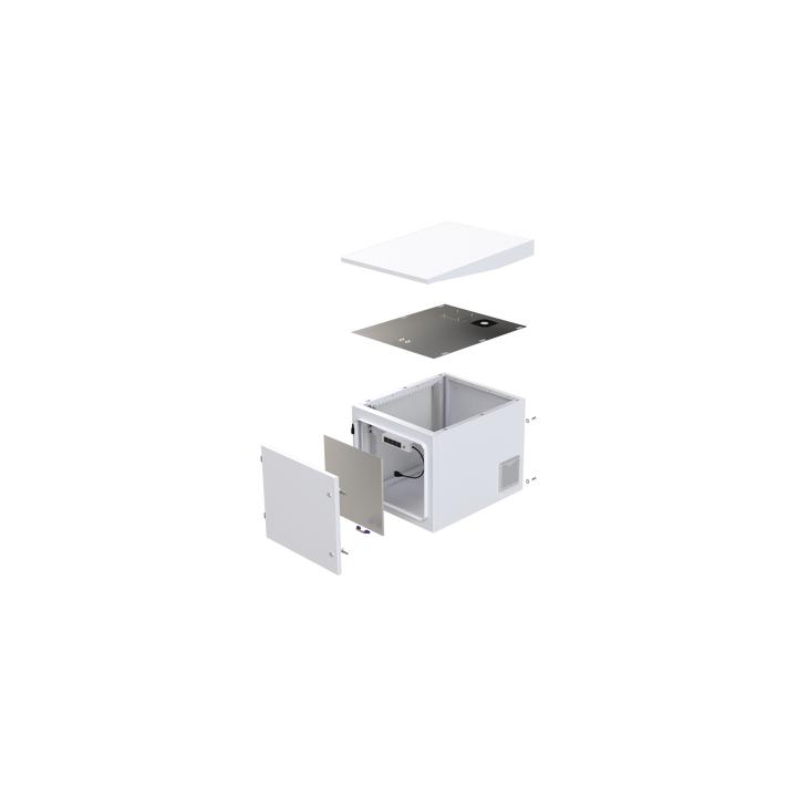 Gabinete PROFUNDO hasta 705 mm  de profundidad, de Exterior de 9UR con Ventiladores y Termostato, Se envía el Gabinete