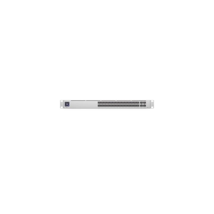 UniFi Switch PRO Aggregation Capa 3 para fibra óptica con 28 puertos SFP+ (10G) y 4 puertos SFP28 (25G), pantalla