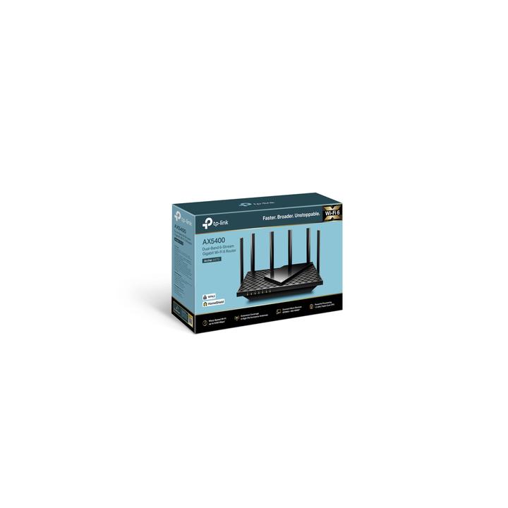 Router WiFi 6 Doble Banda / AX5400 MU-MIMO 4X4 y OFDMA / 1 puerto WAN 10/100/1000 Mbps / 4 puertos LAN 10/100/1000 Mbps