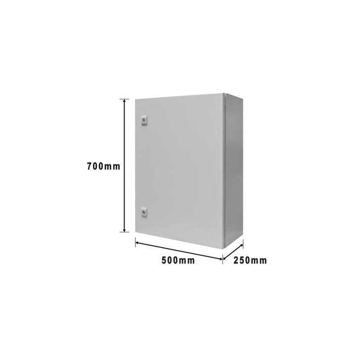 Gabinete de Acero IP66 Uso en Intemperie (500 x 700 x 250 mm) con Placa Trasera Interior Metálica y Compuerta Inferior