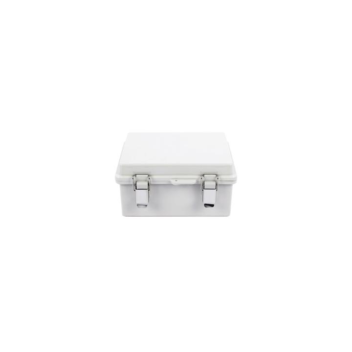 Gabinete de Plástico ABS, Uso en Intemperie IP66 (170 x 220 x 110 mm) Cierre por broche Inoxidable y Permite Cerrado