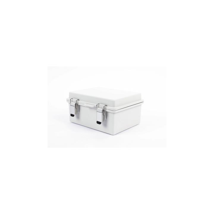 Gabinete de Plástico ABS, Uso en Intemperie IP66 (170 x 220 x 110 mm) Cierre por broche Inoxidable y Permite Cerrado