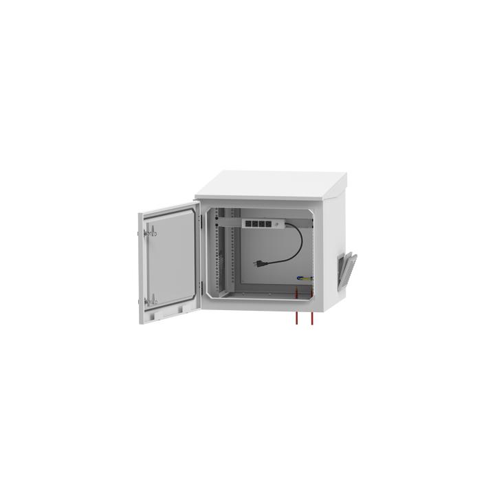 Gabinete de Exterior con Rack de 19" de 9UR con Ventiladores y Termostato, Se envía el Gabinete armado, (Montaje a