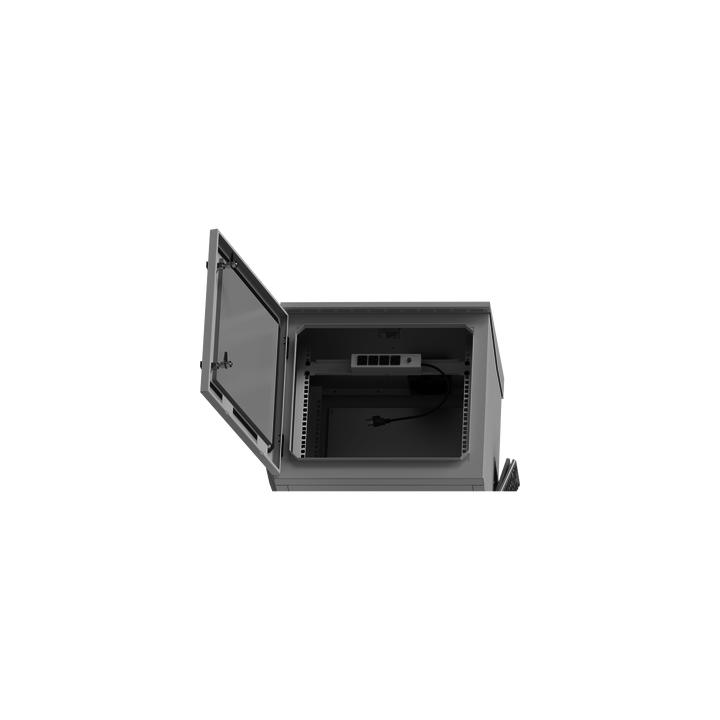 Gabinete de Exterior con Rack de 19" de 9UR con Ventiladores y Termostato, Se envía el Gabinete armado, (Montaje a