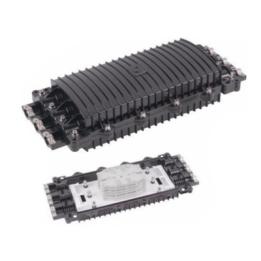 Caja de Distribución de Fibra Óptica Horizontal, hasta 96 Empalmes, Exterior IP68, 3 Puertos de Entrada y Salida