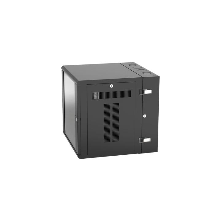 Gabinete PanZone de Montaje en Pared, de 19in, Puerta con Ventana de Seguridad, 12 UR, 635mm de Profundidad, Color Negro