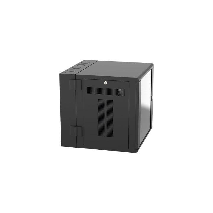 Gabinete PanZone de Montaje en Pared, de 19in, Puerta con Ventana de Seguridad, 12 UR, 635mm de Profundidad, Color Negro