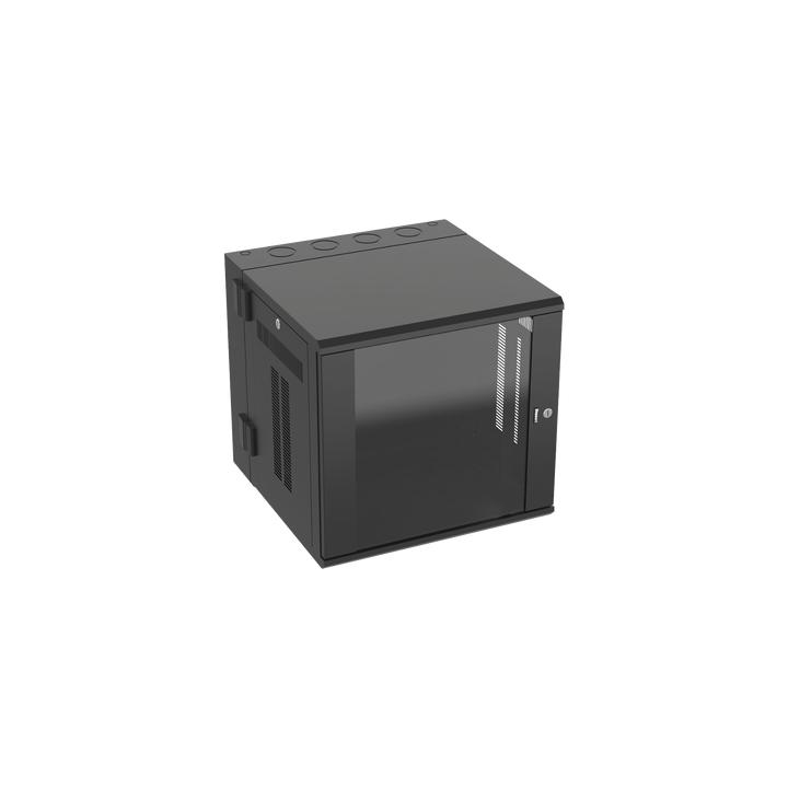 Gabinete PanZone de Montaje en Pared, de 19in, Puerta con Ventana de Seguridad, 12 UR, 635mm de Profundidad, Color Negro