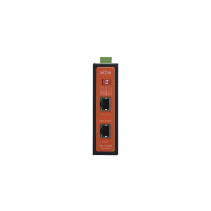 Splitter PoE IN hasta 90 W / Salida DC 12v/16V/24v o 48V / Carcasa metálica / Industrial soporte para riel DIN /