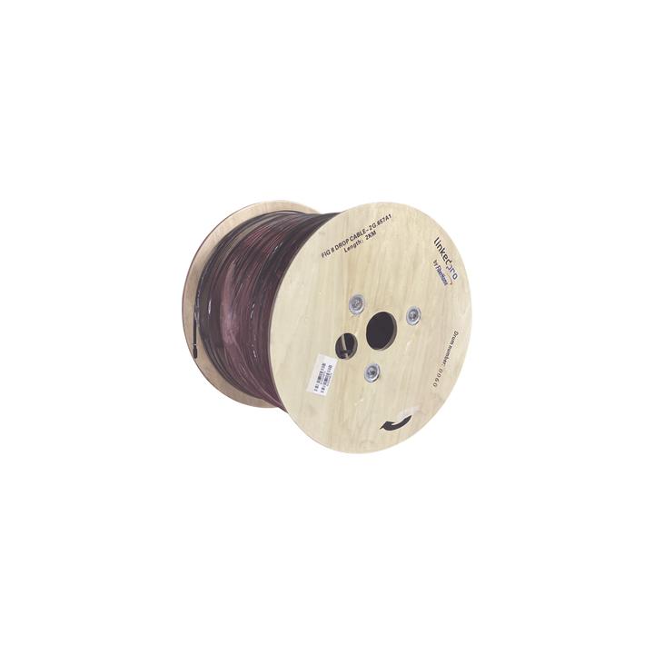 Carrete de 2 km de Fibra Óptica Aérea Mini Figura 8 G.657A1 Tipo Drop, Monomodo de 2 Hilos (Bifibra), Diseñada para