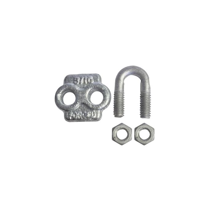 Nudo/ Perro/ Abrazadera Acero Forjado para Cable de 3/16" Galv. Inmersión en Caliente.