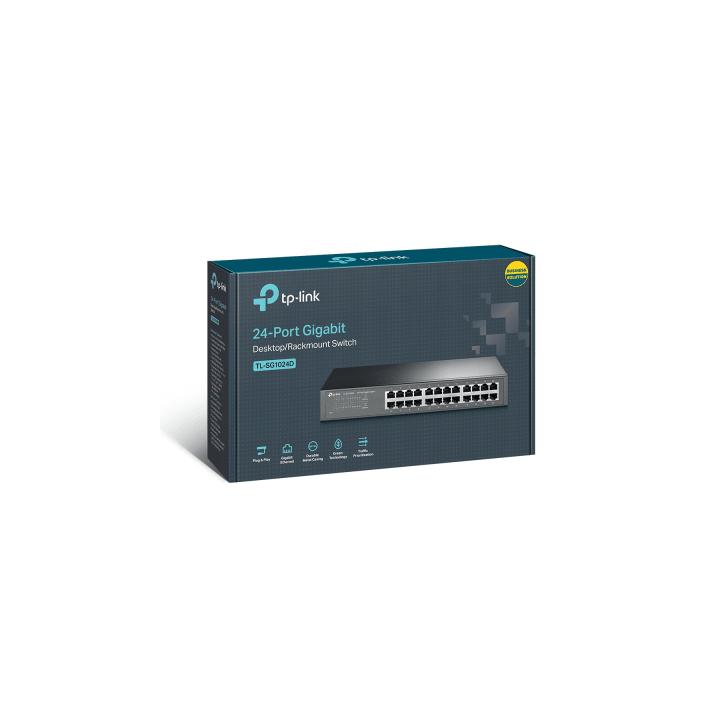 Switch Gigabit no administrable de 24 puertos 10/100/1000 Mbps para escritorio/rack