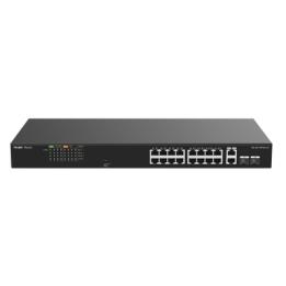 Switch PoE+ no Administrable, Hasta 120 Watts, Ideal para CCTV, 16 Puertos PoE +10/100, 2 Uplinks Gigabit y 2 SFP COMBO