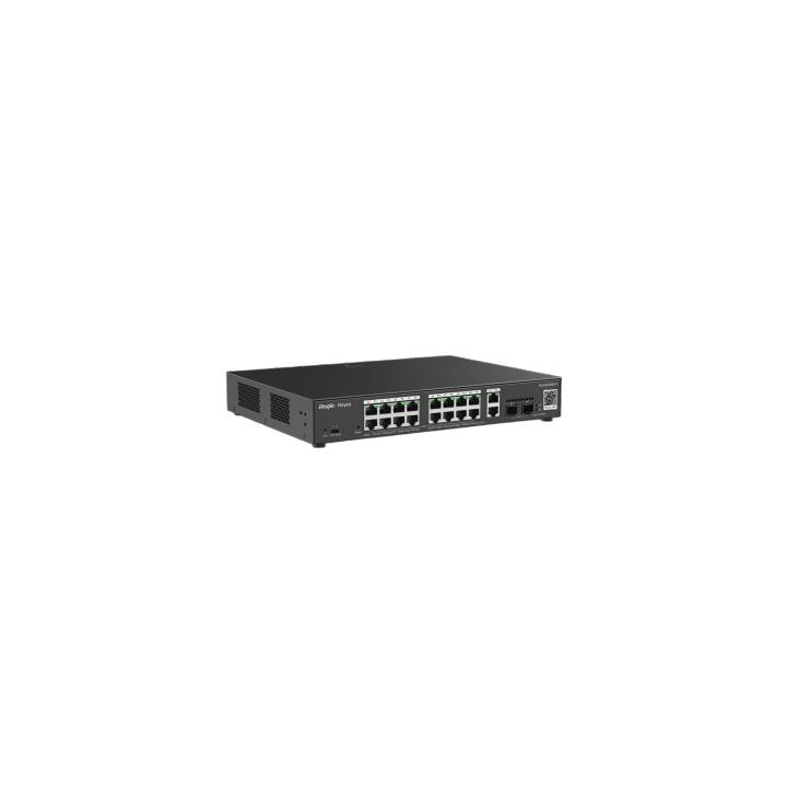 Switch L2 Administrable PoE con 16 puertos Gigabit PoE 802.3af/at + 2 SFP para fibra 1Gb, gestión gratuita desde la