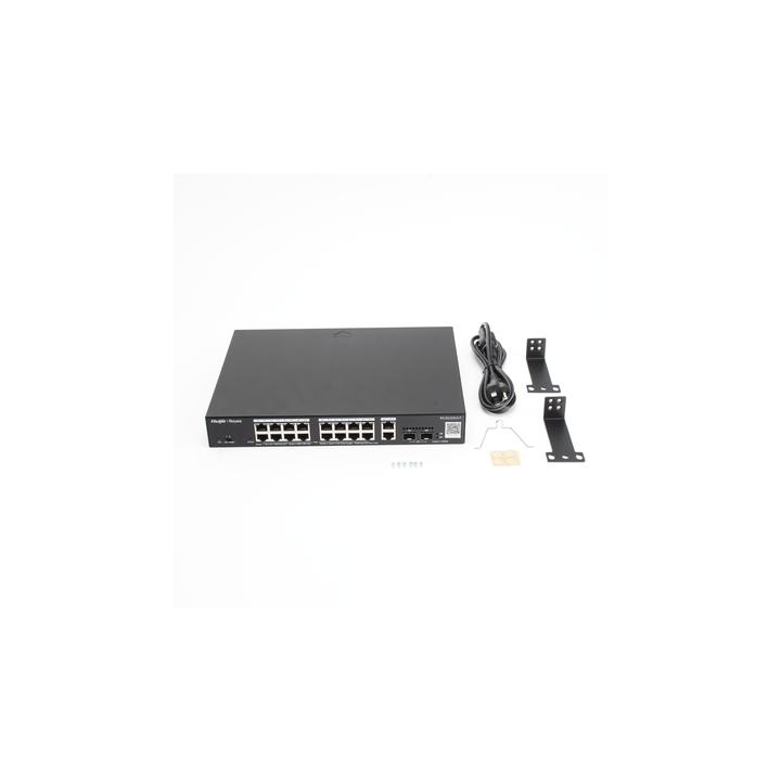 Switch L2 Administrable PoE con 16 puertos Gigabit PoE 802.3af/at + 2 SFP para fibra 1Gb, gestión gratuita desde la