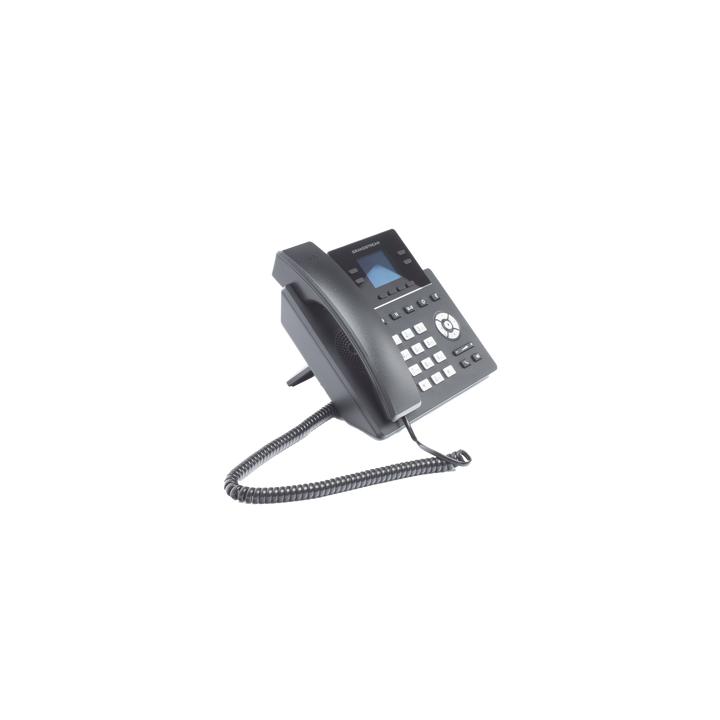 Teléfono IP Grado Operador, 4 líneas SIP con 2 cuentas, puertos Gigabit PoE, pantalla a color 2.4", codec Opus,