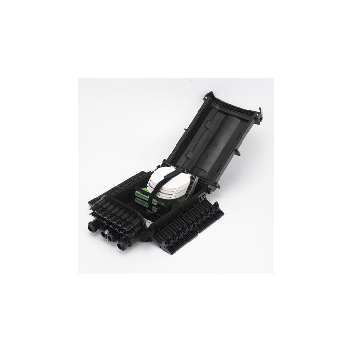 Caja de Distribución de Fibra Óptica para 24 Empalmes con 16 Acopladores SC/APC. Enterrado Directo, IP68, Splitter