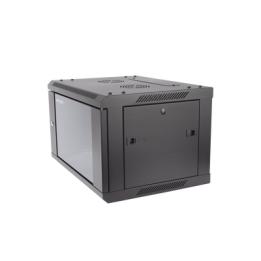 Gabinete para Montaje en Pared - Piso / Puerta de Cristal Templado / Cuerpo Fijo / 6 Unidades de Rack / 19" / Fabricado