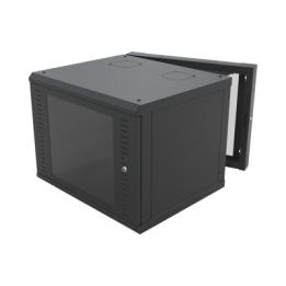 Gabinete Abatible de Pared (Con Marco Trasero) con Rack 19" de 12 Unidades. Ventana de Cristal Templado.