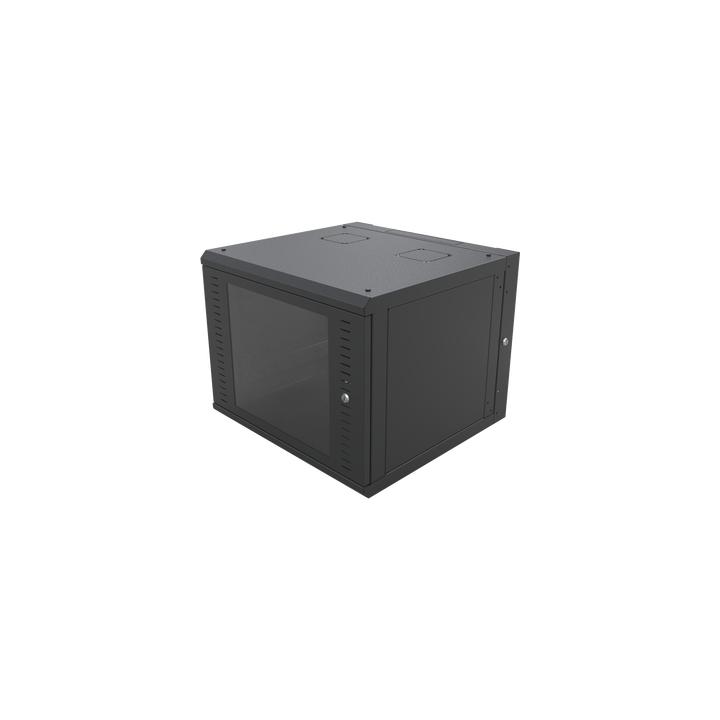 Gabinete Abatible de Pared (Con Marco Trasero) con Rack 19" de 12 Unidades. Ventana de Cristal Templado.